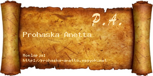 Prohaska Anetta névjegykártya